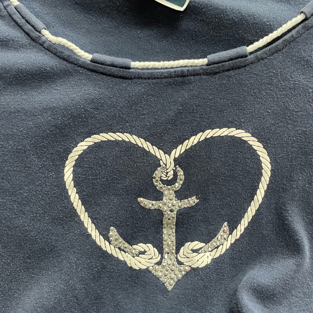 Karen Scott Navy Sweatshirt with White Trim